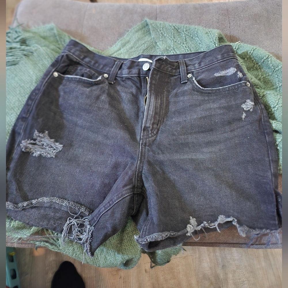 Women black jean shorts